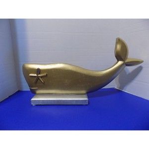 NEW Wood Whale Statue Figurine Coastal Nautical Decor Made In India